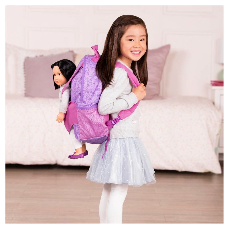 Our Generation School Bag Accessory for Kids and 18" Dolls - Hop On Doll Carrier Backpack