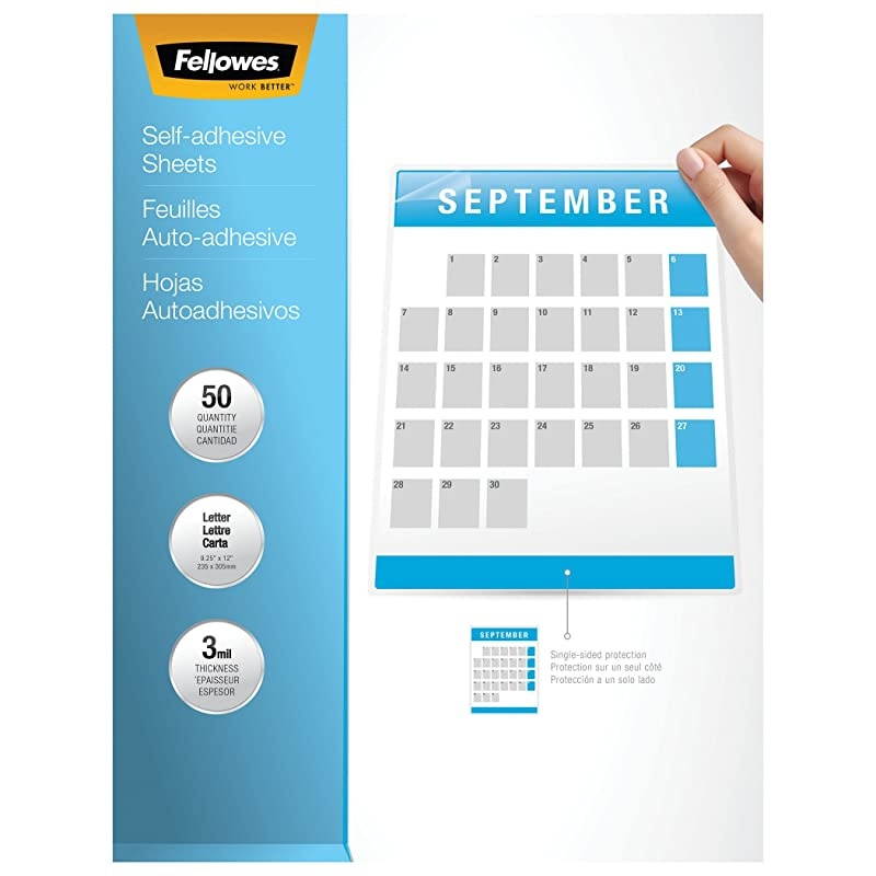 5221502 Self-Laminating Sheets, 3mil, 11.85 x 9.13 (Box of 50)