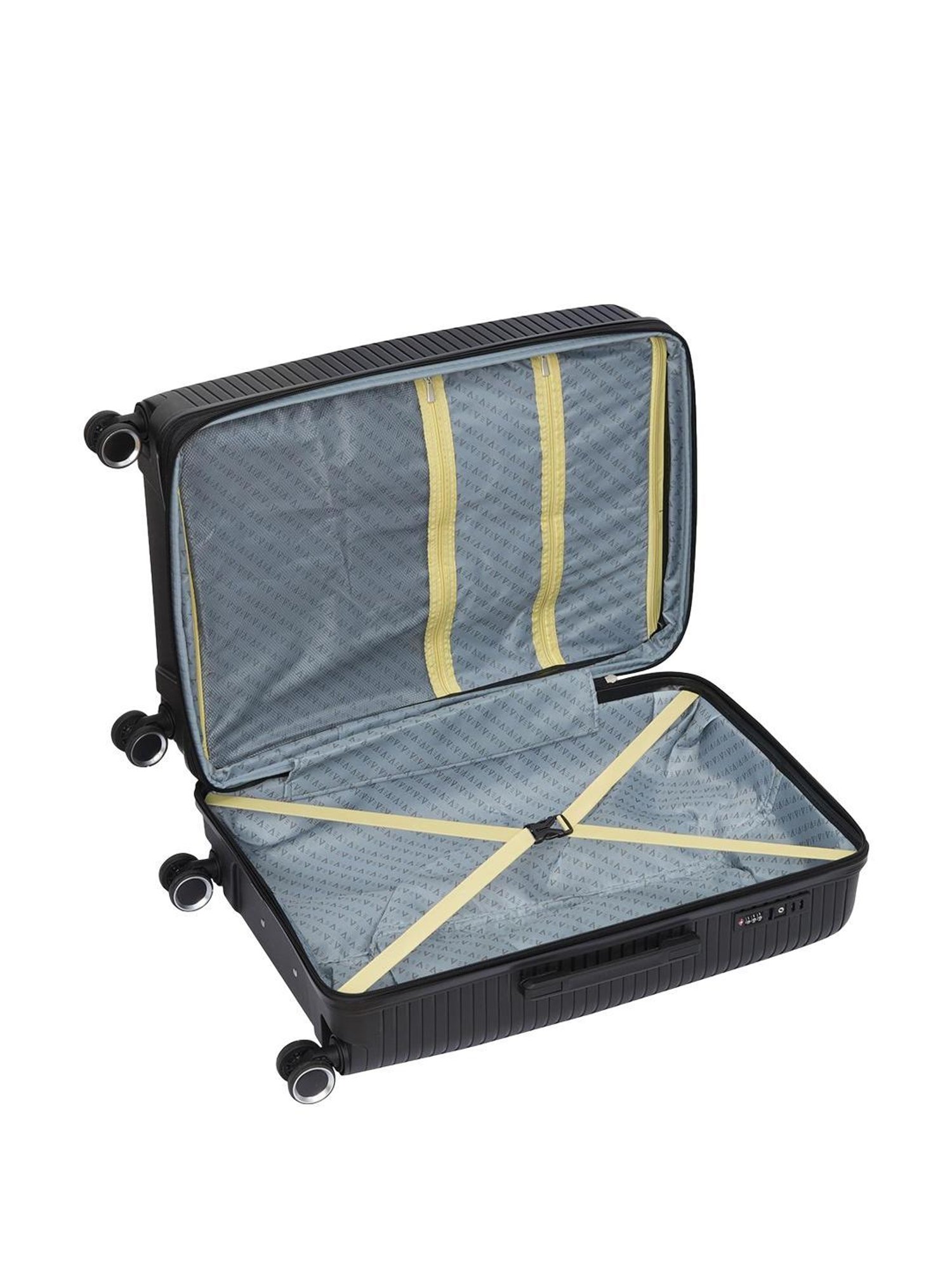 The Vertical Stellar Black Wheels 8 Medium Hard Cabin Trolley Bag