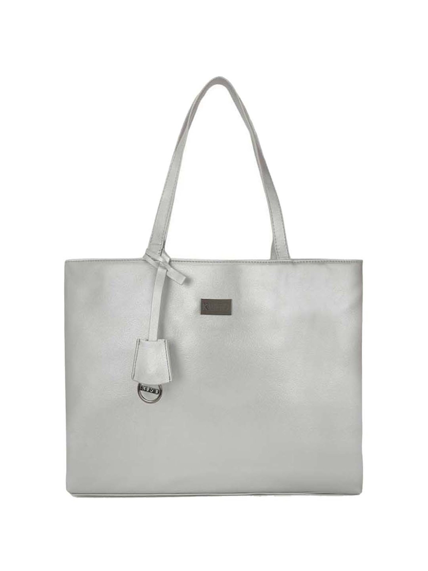 KLEIO Silver Solid Medium Tote Handbag