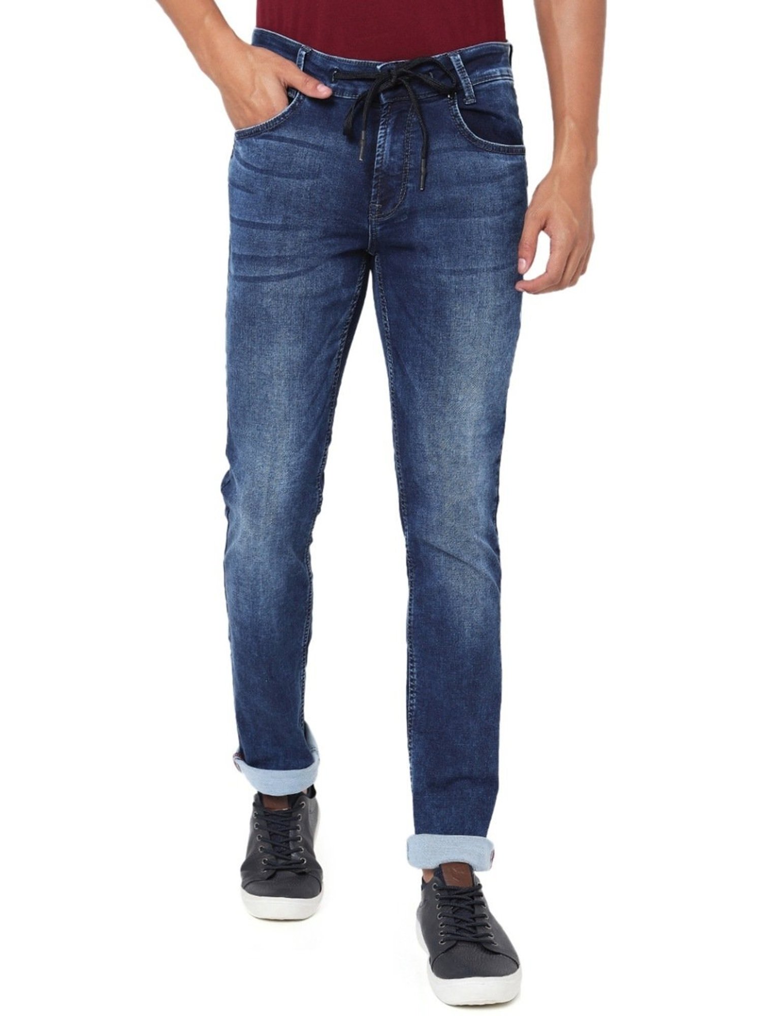 Mufti Dark Blue Cotton Slim Fit Jeans