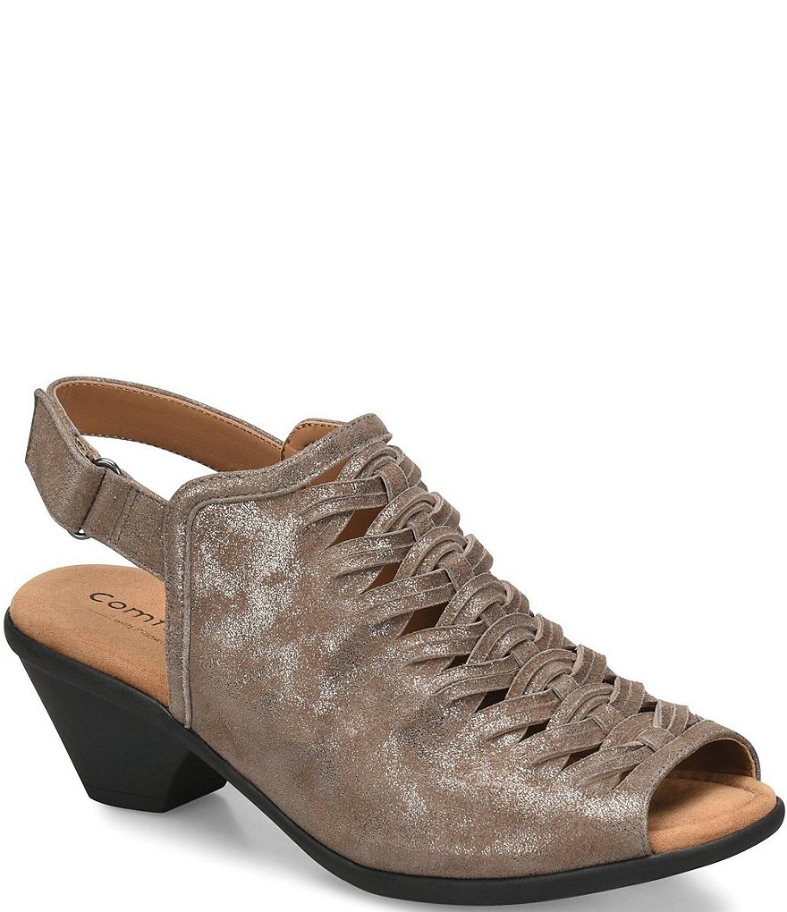 Comfortiva Finella Metallic Suede Slingback Peep Toe Mules