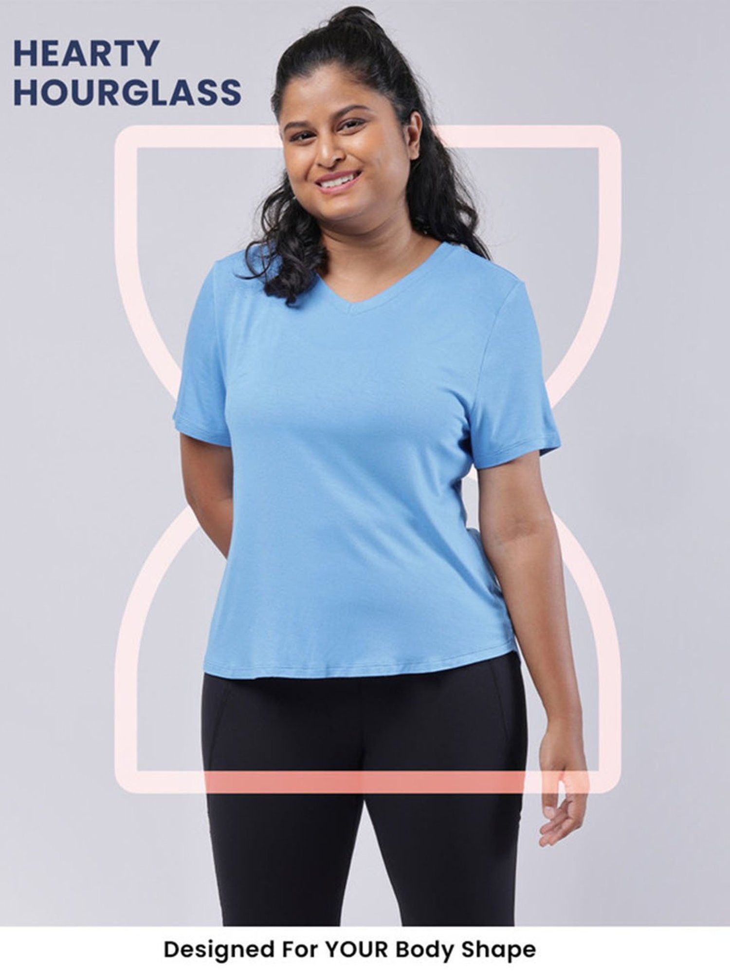 BlissClub Blue Fit-Me-Right Tees - Hourglass Shaped