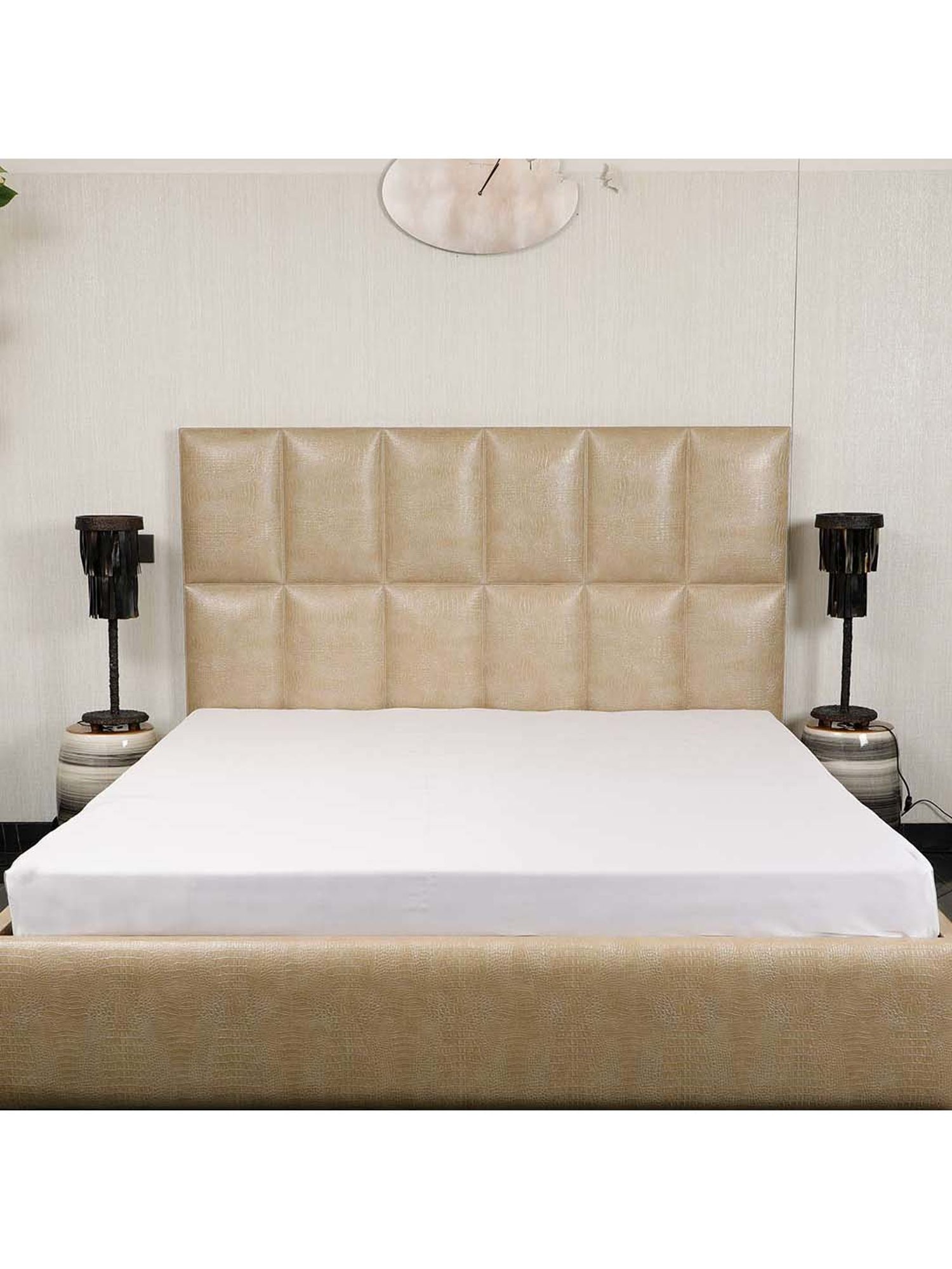 Living Roots Printed Grey 300 TC Cotton Single Diwan - Set of 8