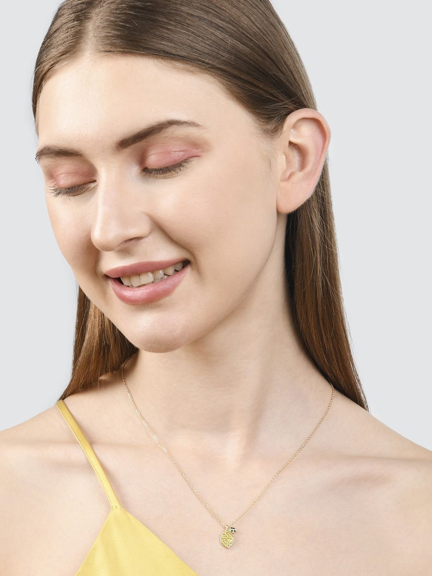 Accessorize London Women's Yellow Lemon Pendant Necklace