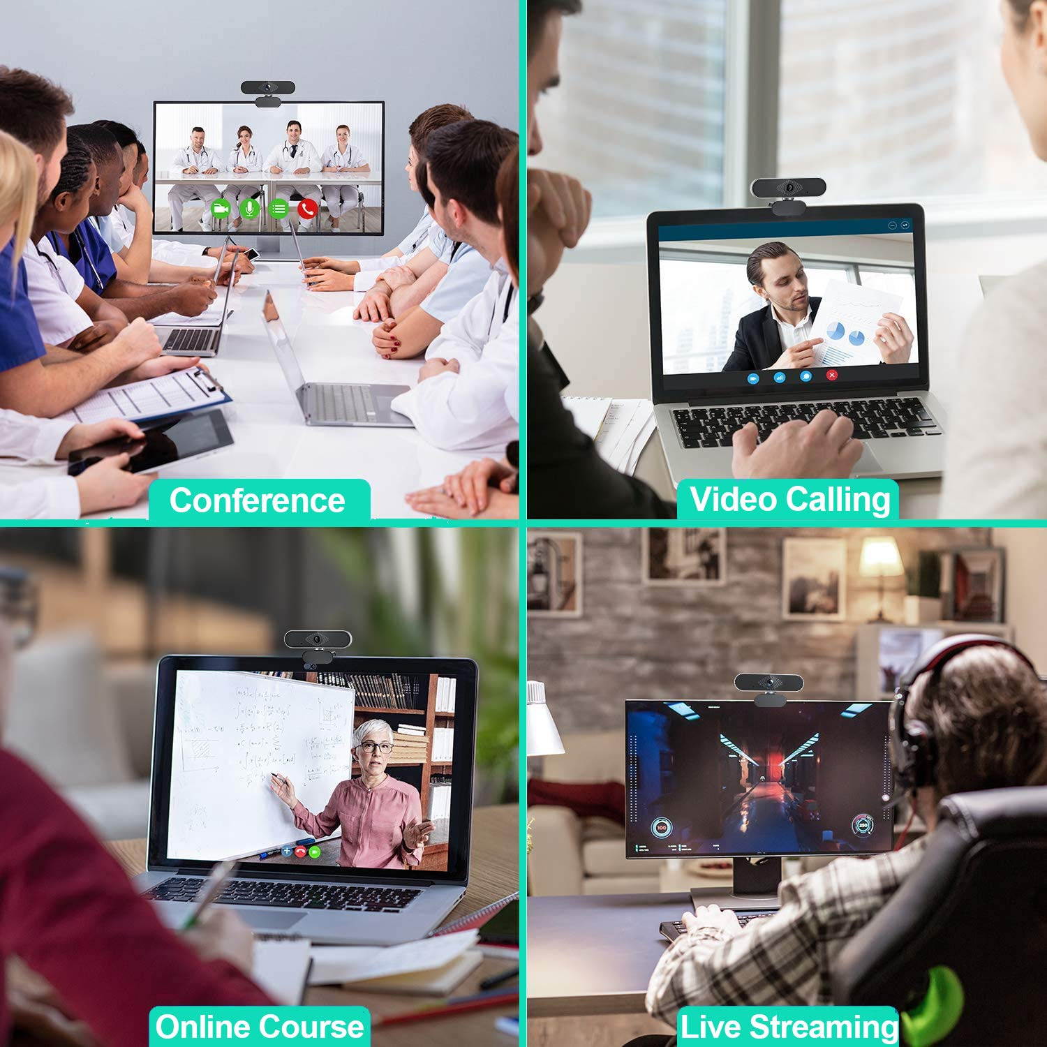 Webcam with Microphone, 1080P Full HD USB Web Camera for Computers PC Laptop Desktop Video Calling,Conferencing, Supports Windows/Mac/Android/Linux System