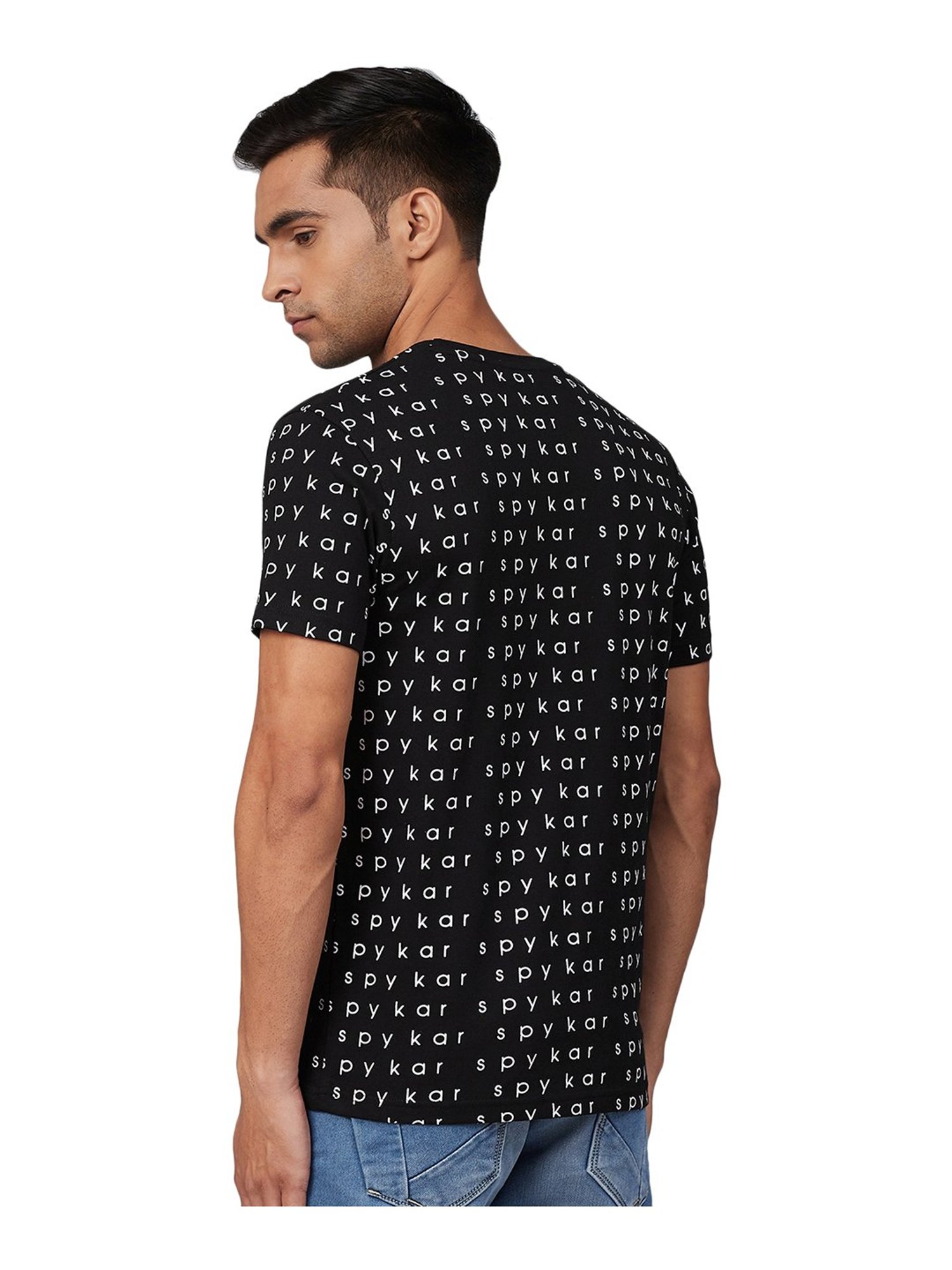 Spykar Black Printed T-Shirt