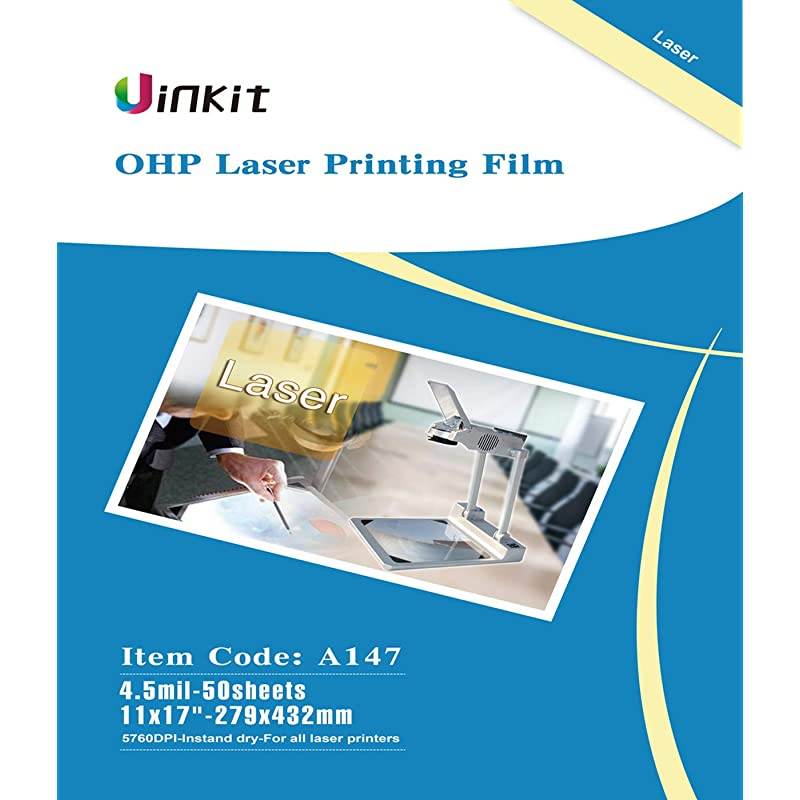 OHP Film Overhead Projector Film 11x17 for Laser Jet Printer and Copier Transparency Film 50 Sheets