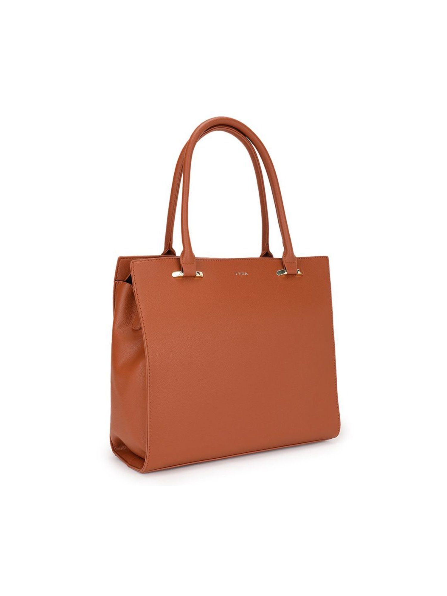 Tyra Eslarie Tan Solid Faux Leather Tote Handbag