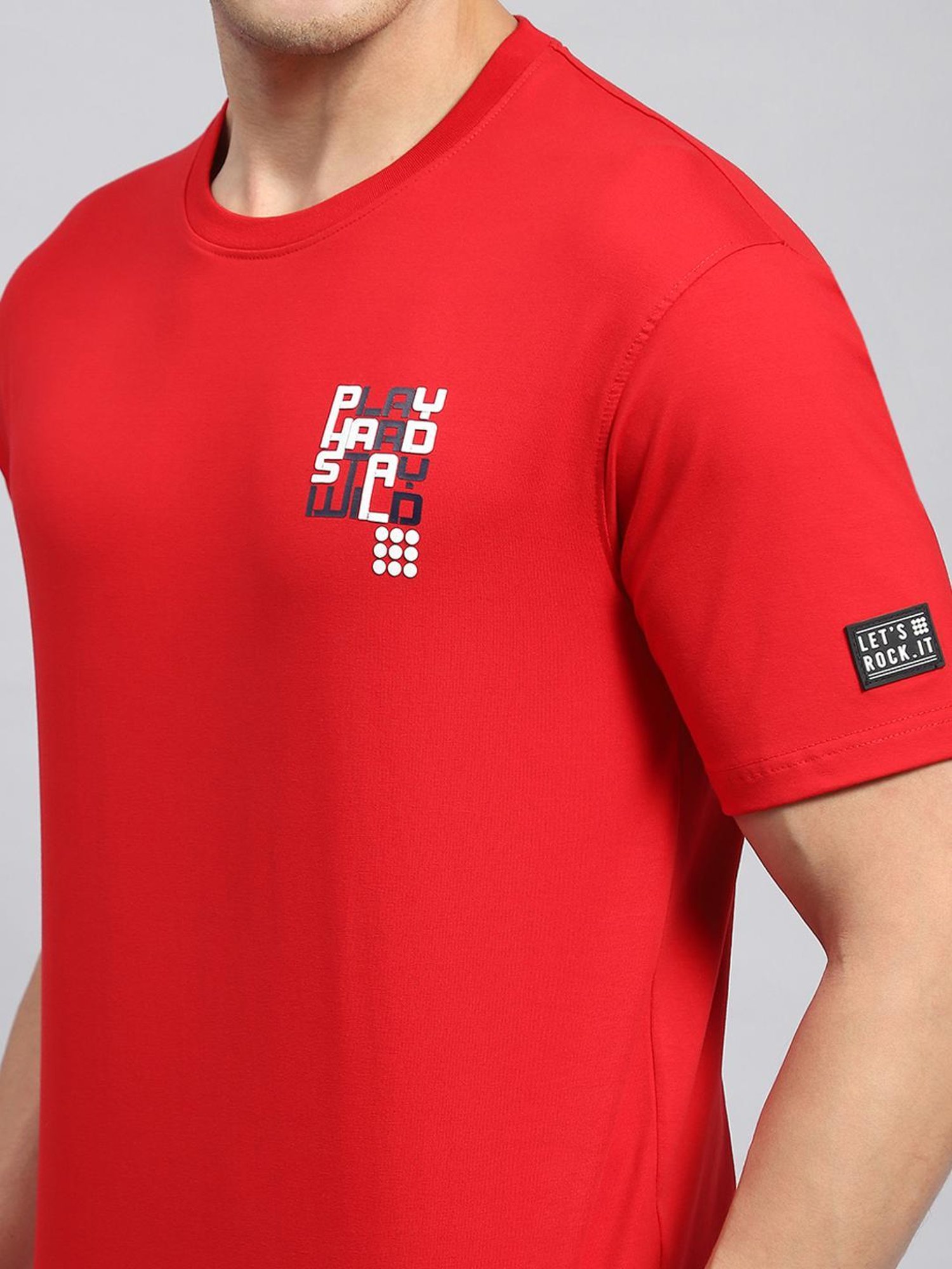 Rock.it Red Cotton Regular Fit Printed T-Shirt