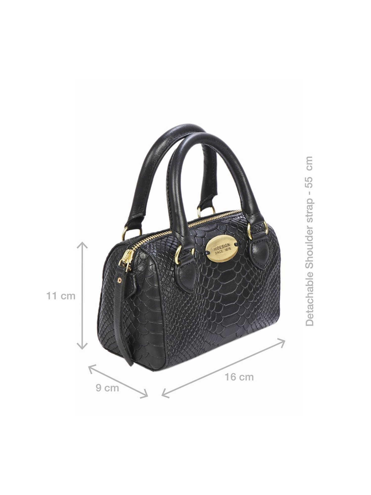 Hidesign Black Textured Medium Handbag