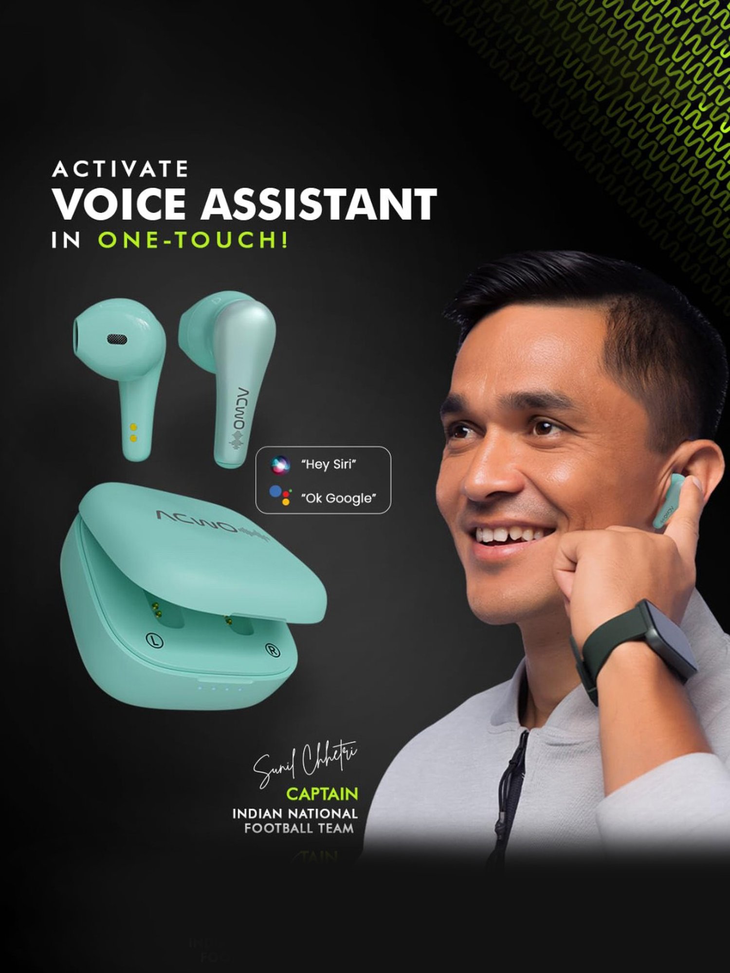 ACwO DwOTS 515 In Ear BT Earbuds with 50H Playtime, AI-ENC Technology (Aqua Blue, True Wireless)