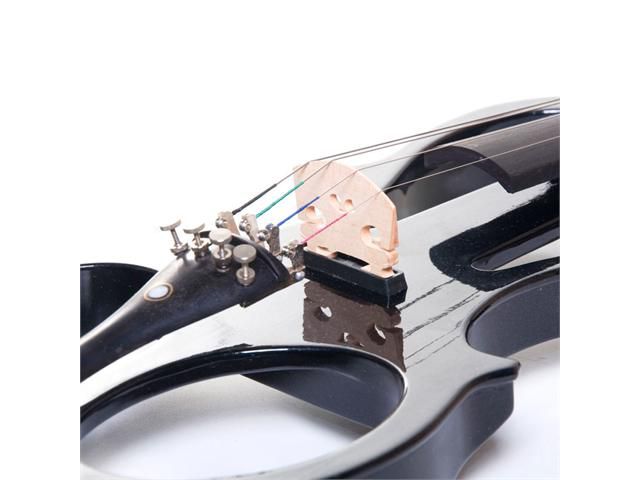 Cecilio 4/4CEVN-1BK 4/4 Full Size Electric Silent Solidwood Violin w/ Ebony Fittings in Style 1 - Metallic Black