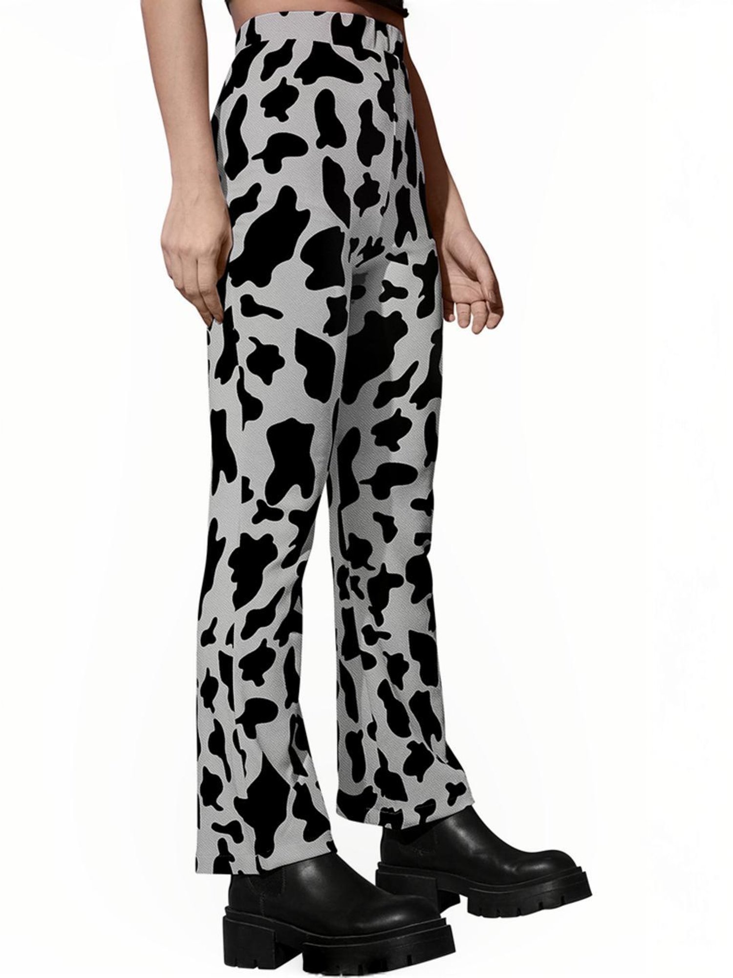 Odette Grey Printed Bootcut Pants