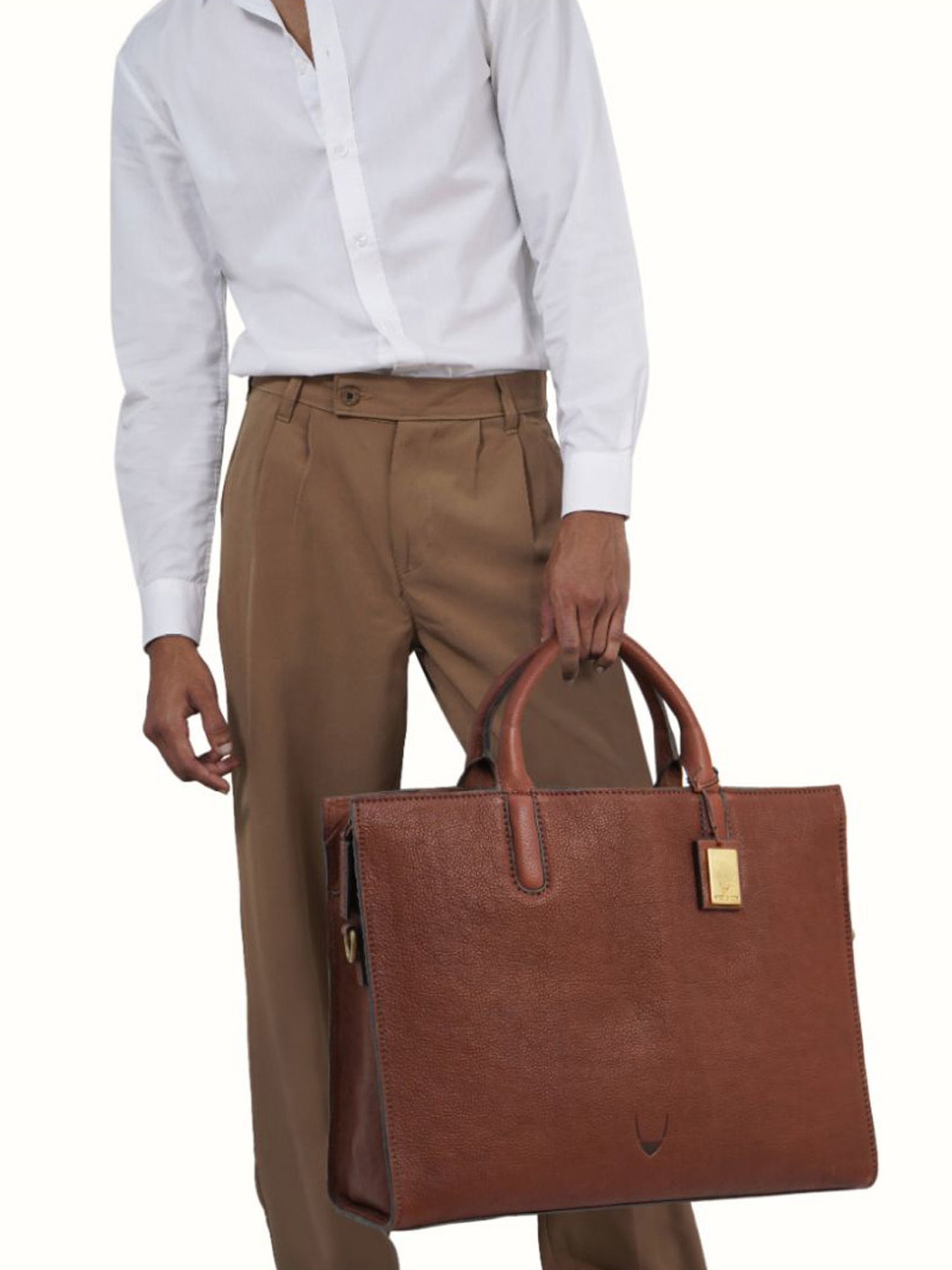 Hidesign Navigli 03 Large Mens Laptop Bag - Medium Brown