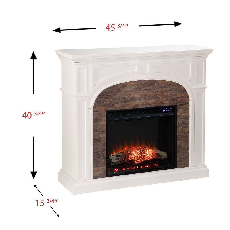 Southern Enterprises Tasha Touch Panel Electric Fireplace with Faux Stone White