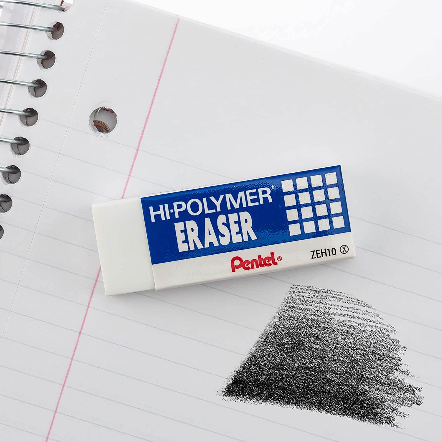 Pentel Hi-polymer Block Eraser, Large, 3 Pack, White  (ZEH10BP3-K6)