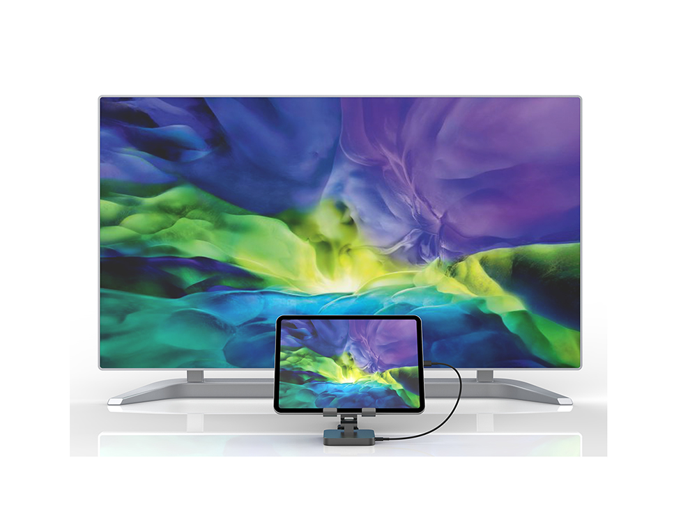 Upgraded USB C Hub Stand, FOXDOCK iPad Pro Dock Station Adapter Dongle with 4K HDMI, PD Charging, SD/Micro SD Card Reader, USB 3.0 & 3.5mm Headphone Jack for iPad Pro 11 12.9 Samsung Galaxy Tab S4,S5e