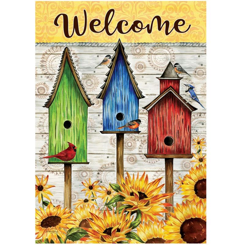 Home & Garden 17.75" Sunny Birdhouse Garden Flag Printed In The Usa Custom Decor  -  Flags