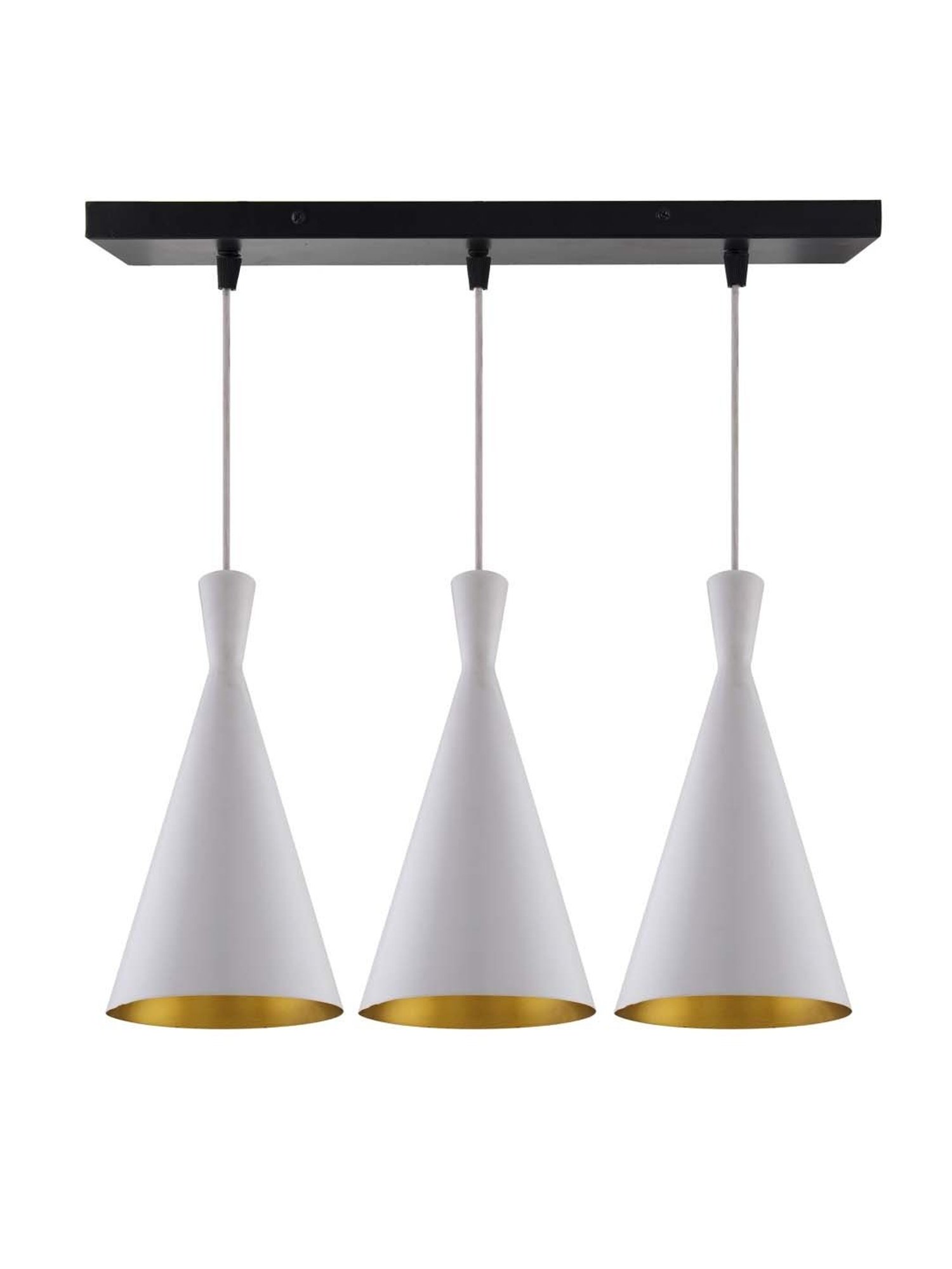 Homesake 3-Lights Linear Cluster White Metal Modern Inverted Cone Pendant Light - Set of 1