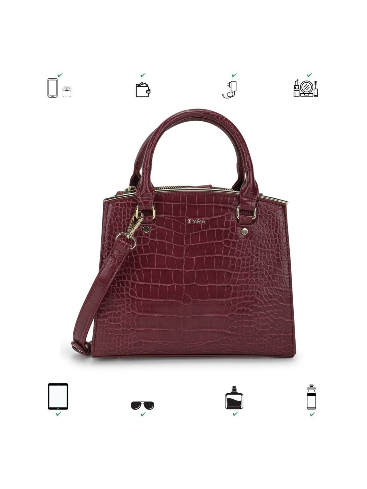 Tyra Calla Wine Textured Faux Leather Handbag