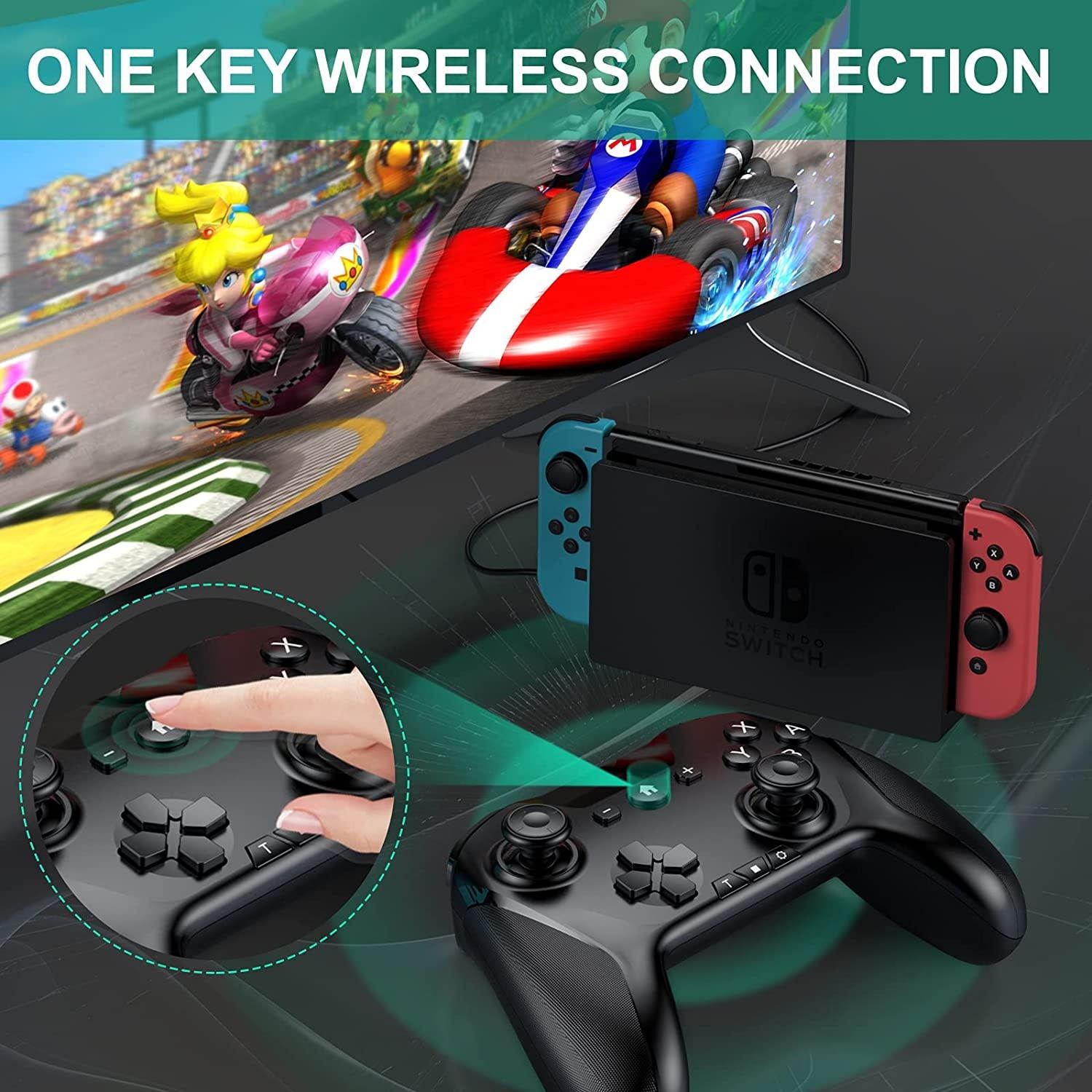 DESFLOW Wireless Controller for Switch/Switch Lite Professional Controller Remote Gamepad Joypad Joystick for Switch Console