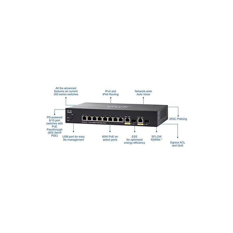 Systems SG350-10P-K9-NA SG350-10P 10-Port Gigabit PoE Managed Switch