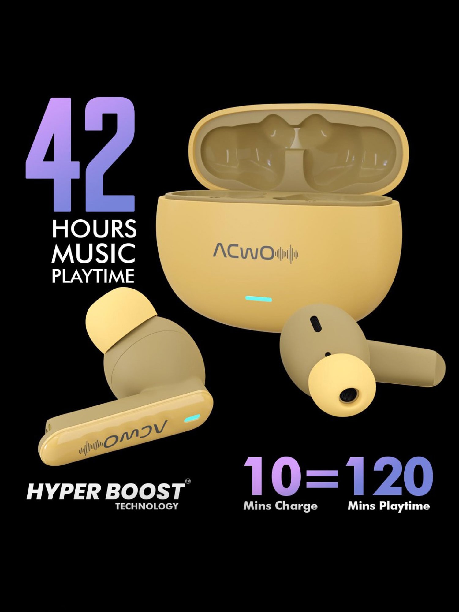 ACwO DwOTS 727 ANC In Ear Earbuds with 25db ANC & 42HRS Playtime (Baby Blue, True Wireless)