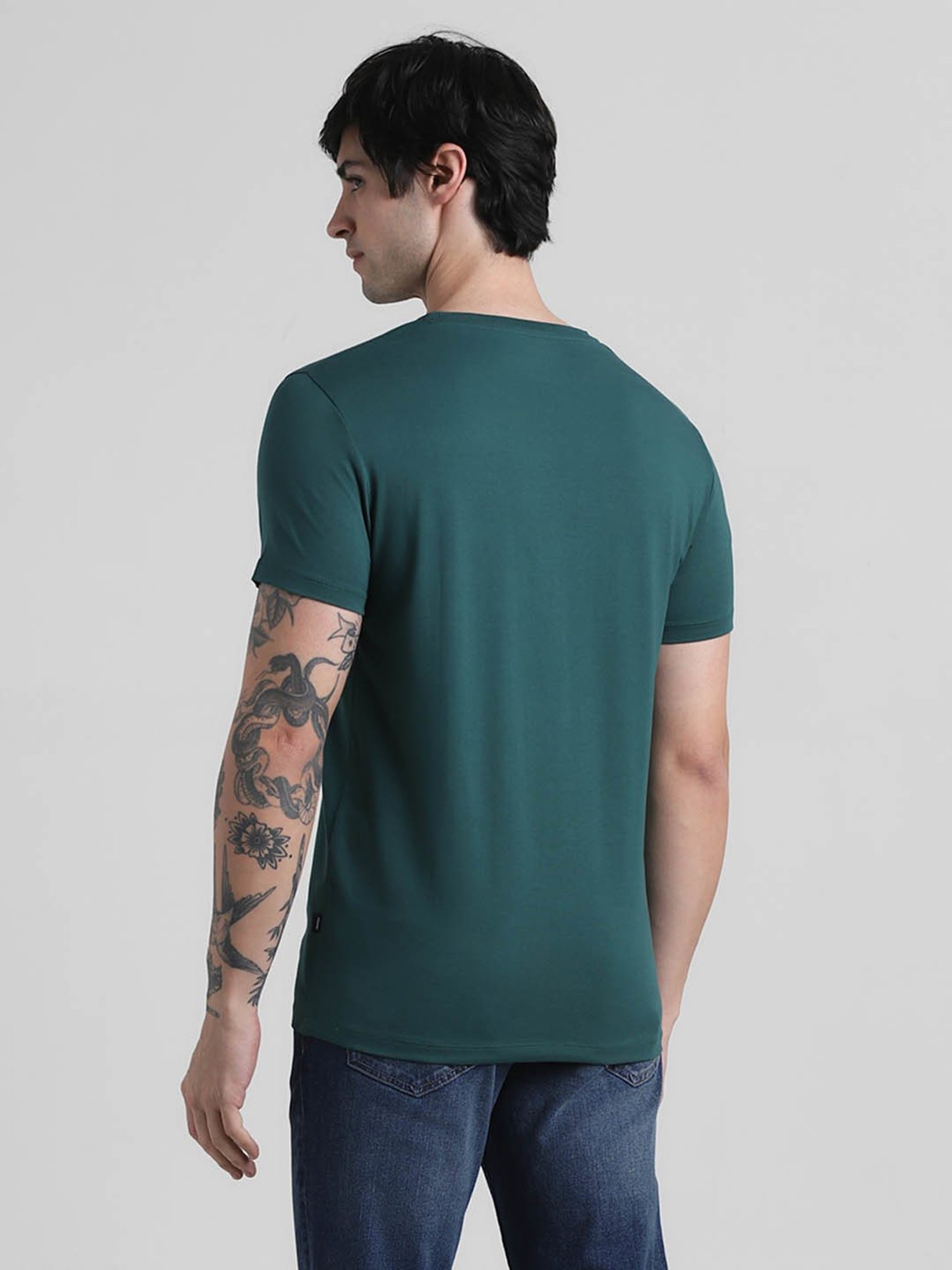 Jack & Jones Green Slim Fit Printed T-Shirt