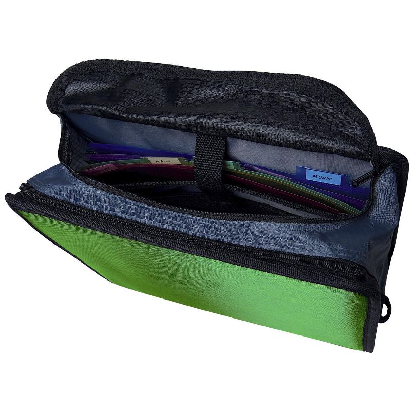 Case-it Zipper Binder with 5 Tab Files, D-Ring, 4 Inches, Green