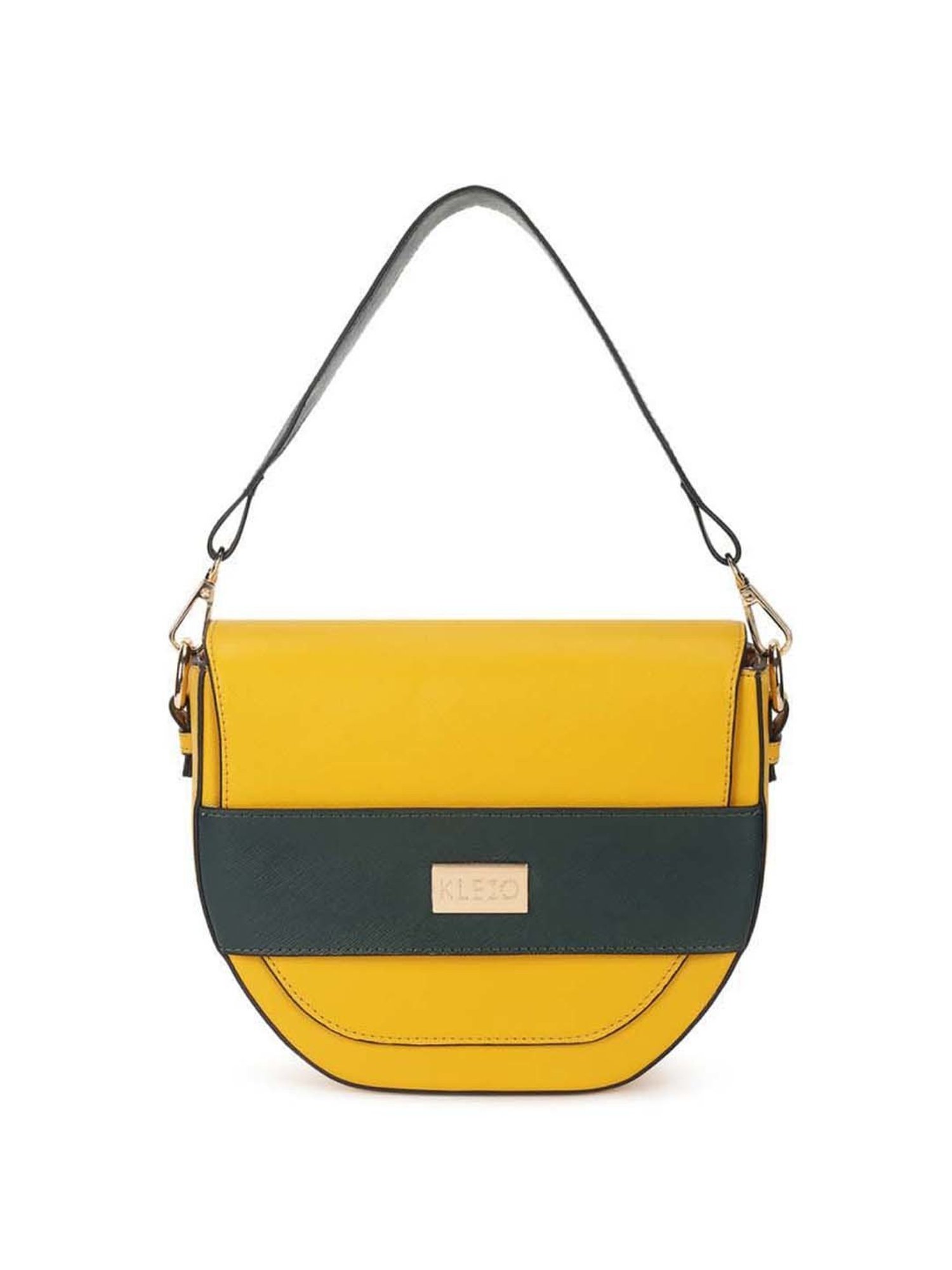KLEIO Yellow Solid Medium Sling Handbag