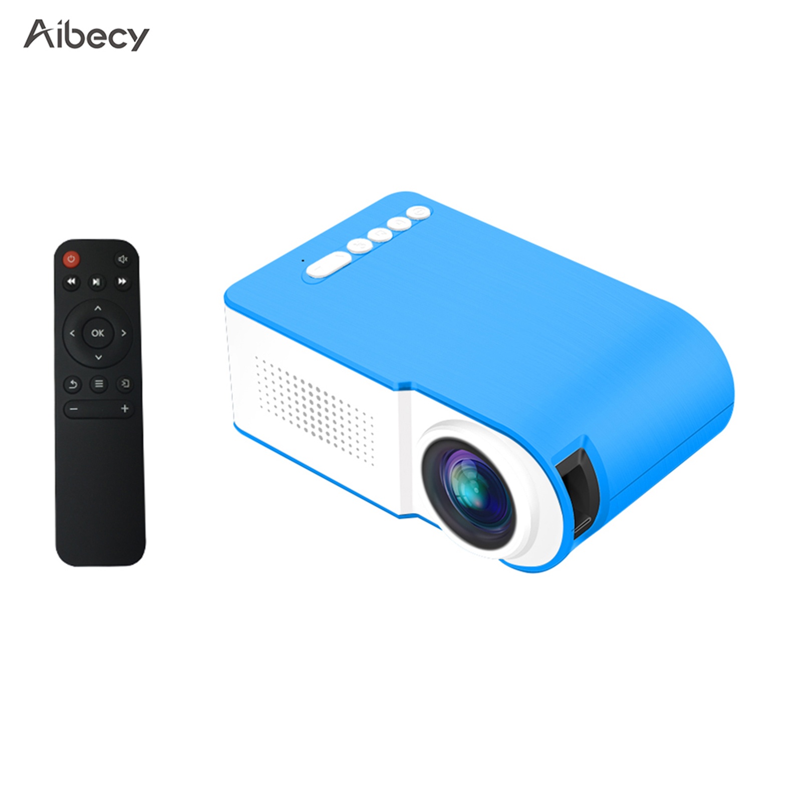 Aibecy YG210 Mini LED Projector 1080P Supported 600 Lumens Portable Multimedia Home Cinema Theater Video Projector Player Built-in Speaker with USB/TF/HD/AV/Micro USB/Audio Out Interface Remote