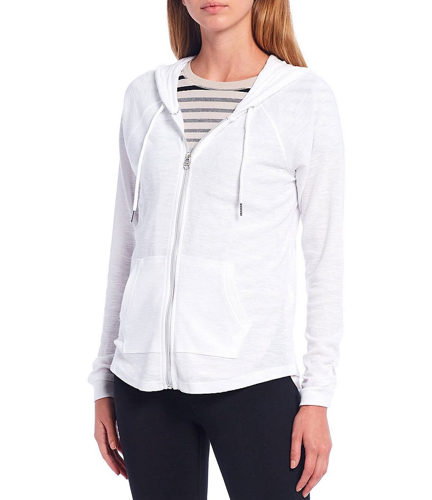 Splendid Knit Zip Up Drawstring Hoodie