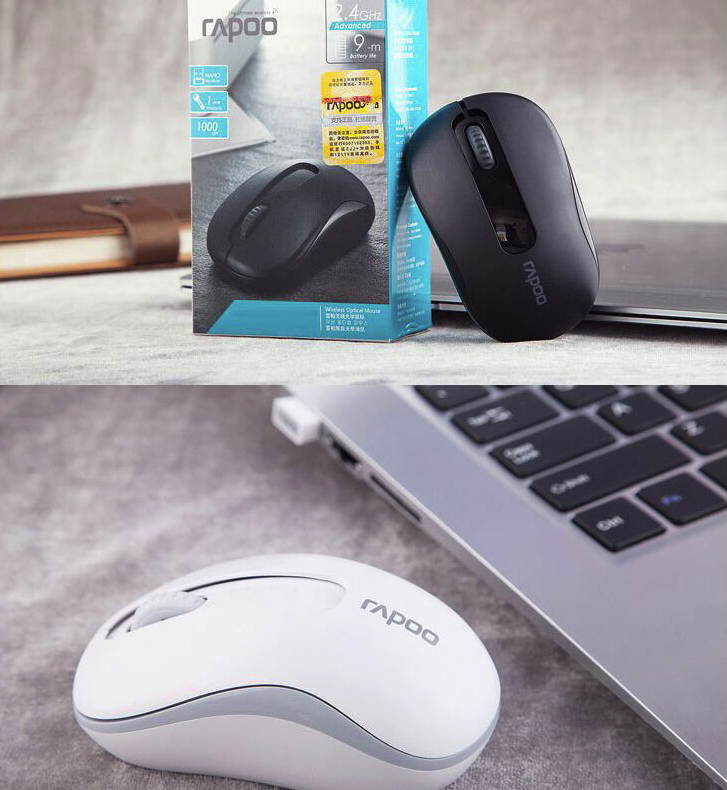Rapoo M217 White Ergonomic Design Silent Wireless Mouse for Home and Office, Plug, and Use, High Compatibility, Support PC and Laptop, Game-based Chip, Shipped With Big Mouse Pad