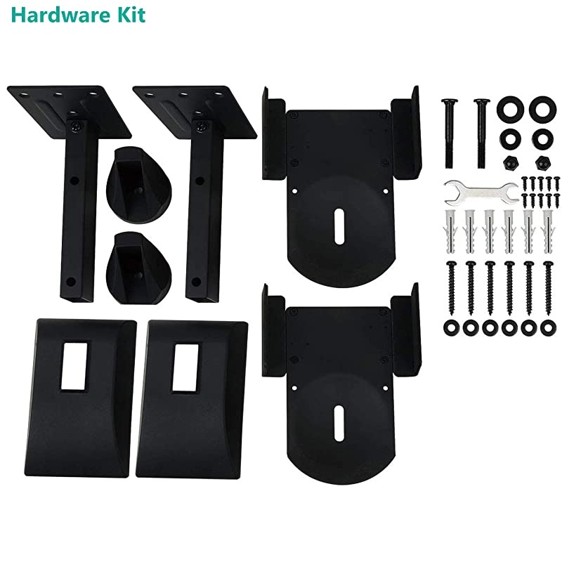 Dual Side Clamping Bookshelf Speaker Wall Mounting Bracket for Large Surrounding Sound Speakers Hold up to 55 lbs SWM201 Black