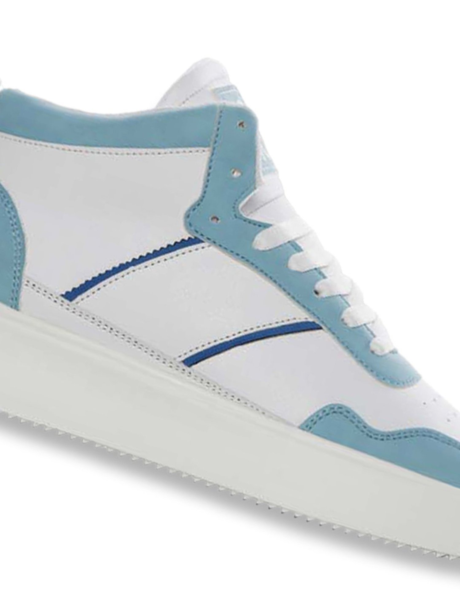 Yoho Men's White & Sky Blue Ankle High Sneakers