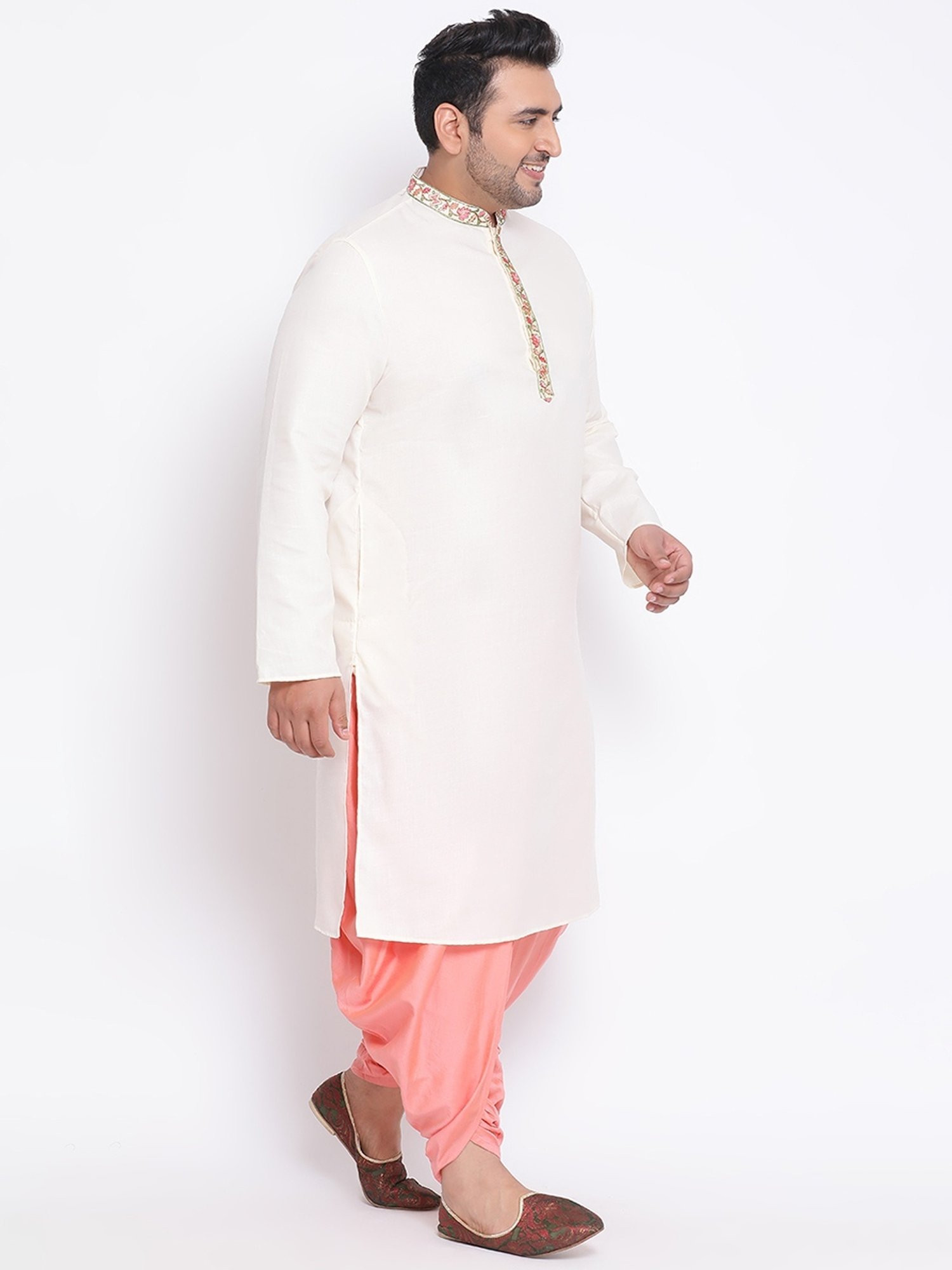 KISAH PLUS White Regular Fit Embroidered Kurta Bottom Set