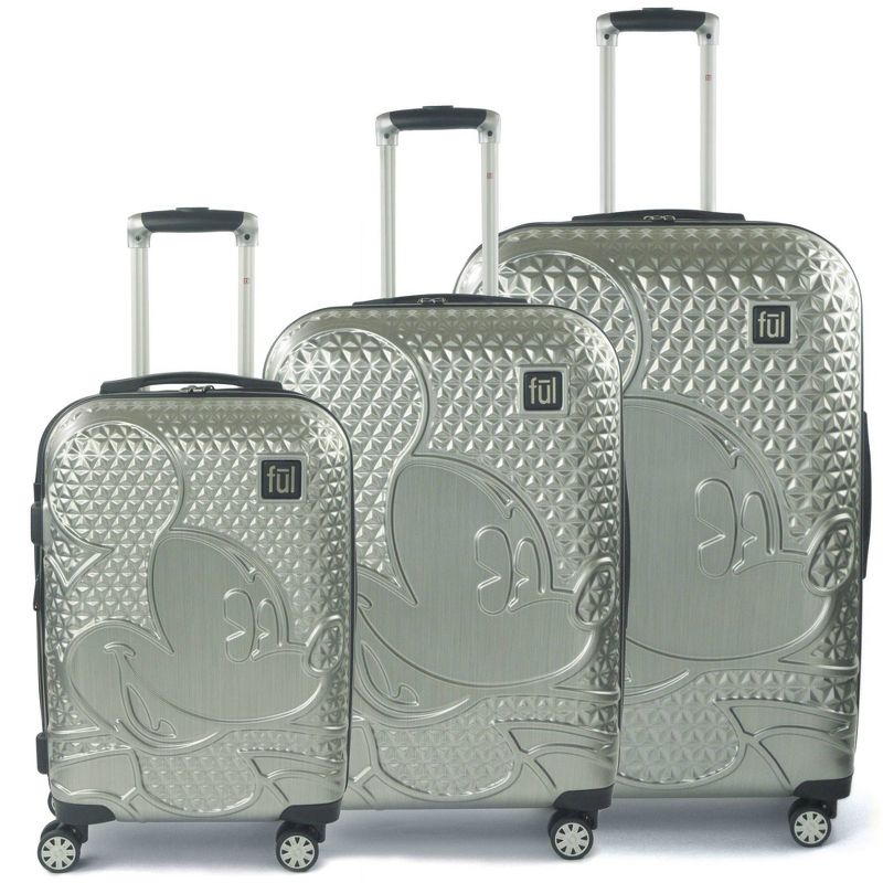 FUL Disney Mickey Mouse Textured 3pc Hardside Spinner Luggage Set - Silver