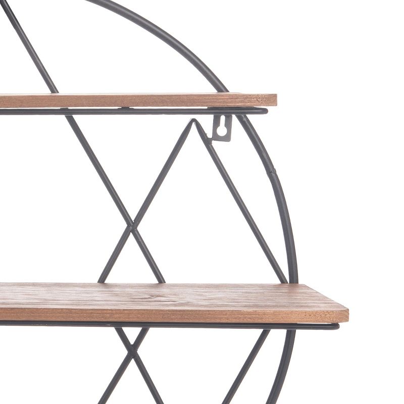 38" Soloman Wooden Shelf with Metal Brackets Brown - Kate & Laurel All Things Decor