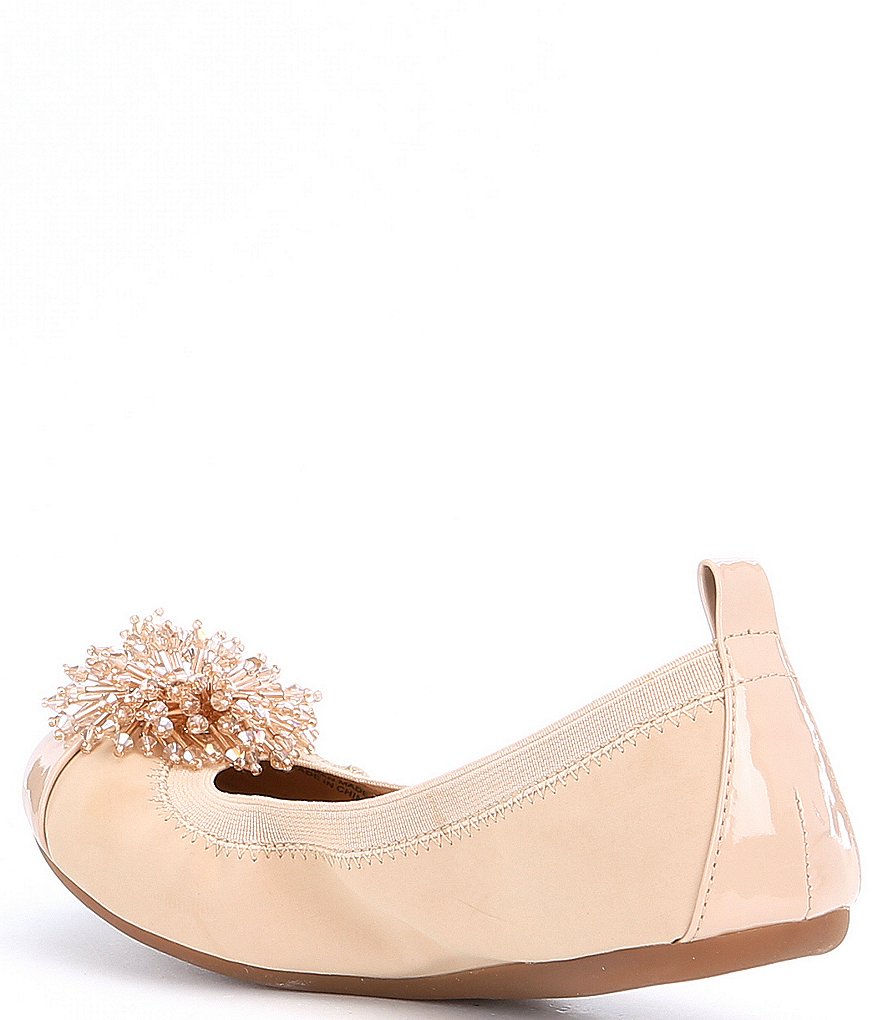 GB Girls' Posy-Girl Patent Cap Toe Jeweled Ornament Dress Flats (Infant)