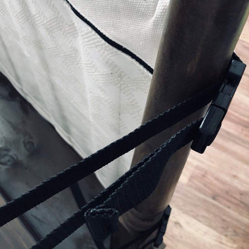 The Stair Barrier Portable Travel Wide Banister to Banister Retractable Fabric Baby and Pet Safety Gate, 42 to 52 Inch, Farmhouse Lines Black