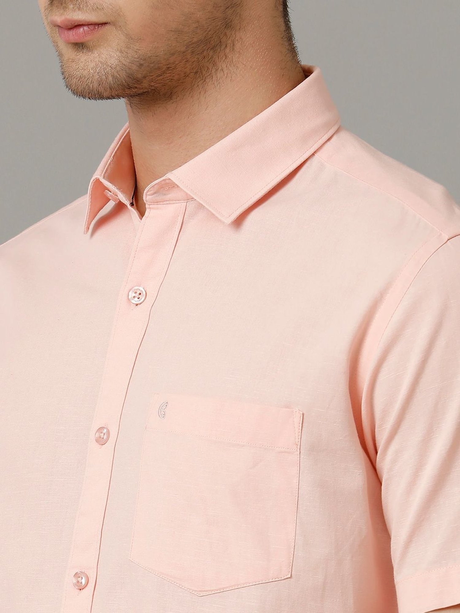 Cavallo By Linen Club Orange Linen Contemporary Fit Shirt