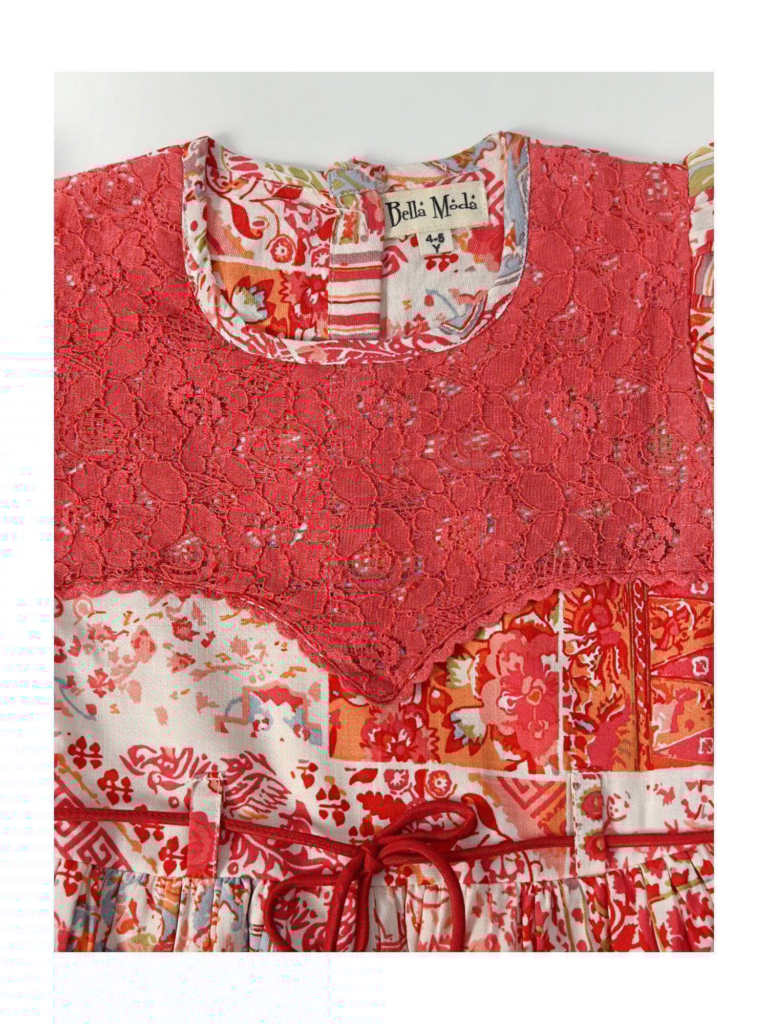 Bella Moda Kids Red Printed Fit & Flare Dress