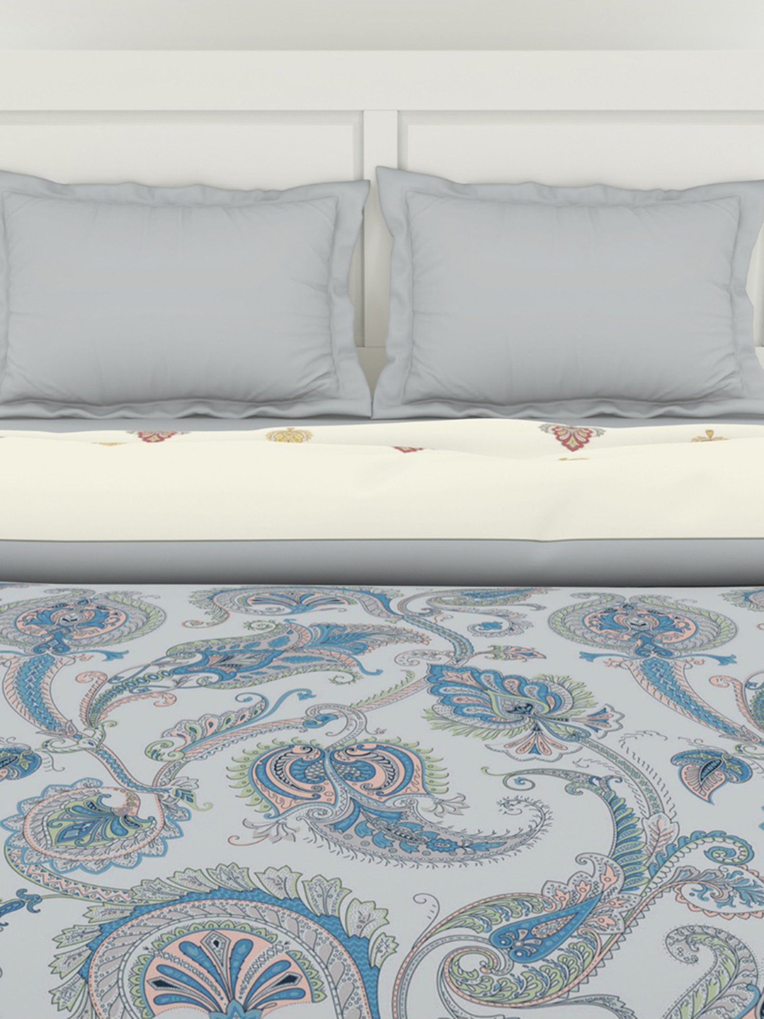 Maspar Vincent Green & Blue Cotton 120 TC Reversible Quilt - Set of 1