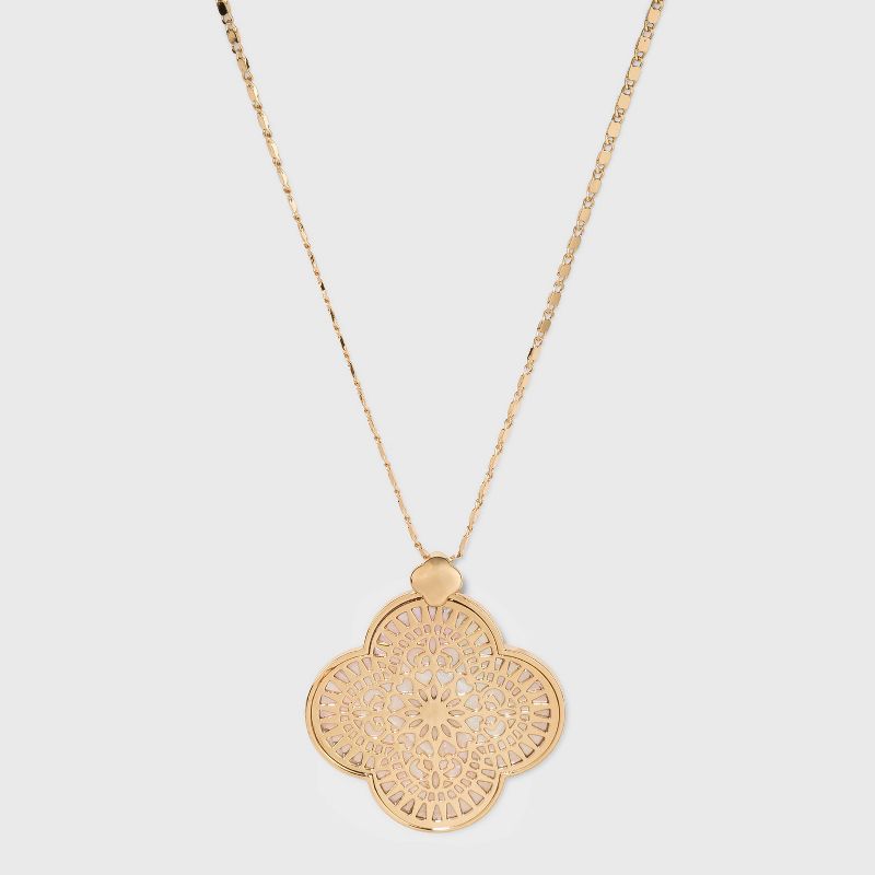 Quatrefoil Pendant Necklace - A New Day™ Gold