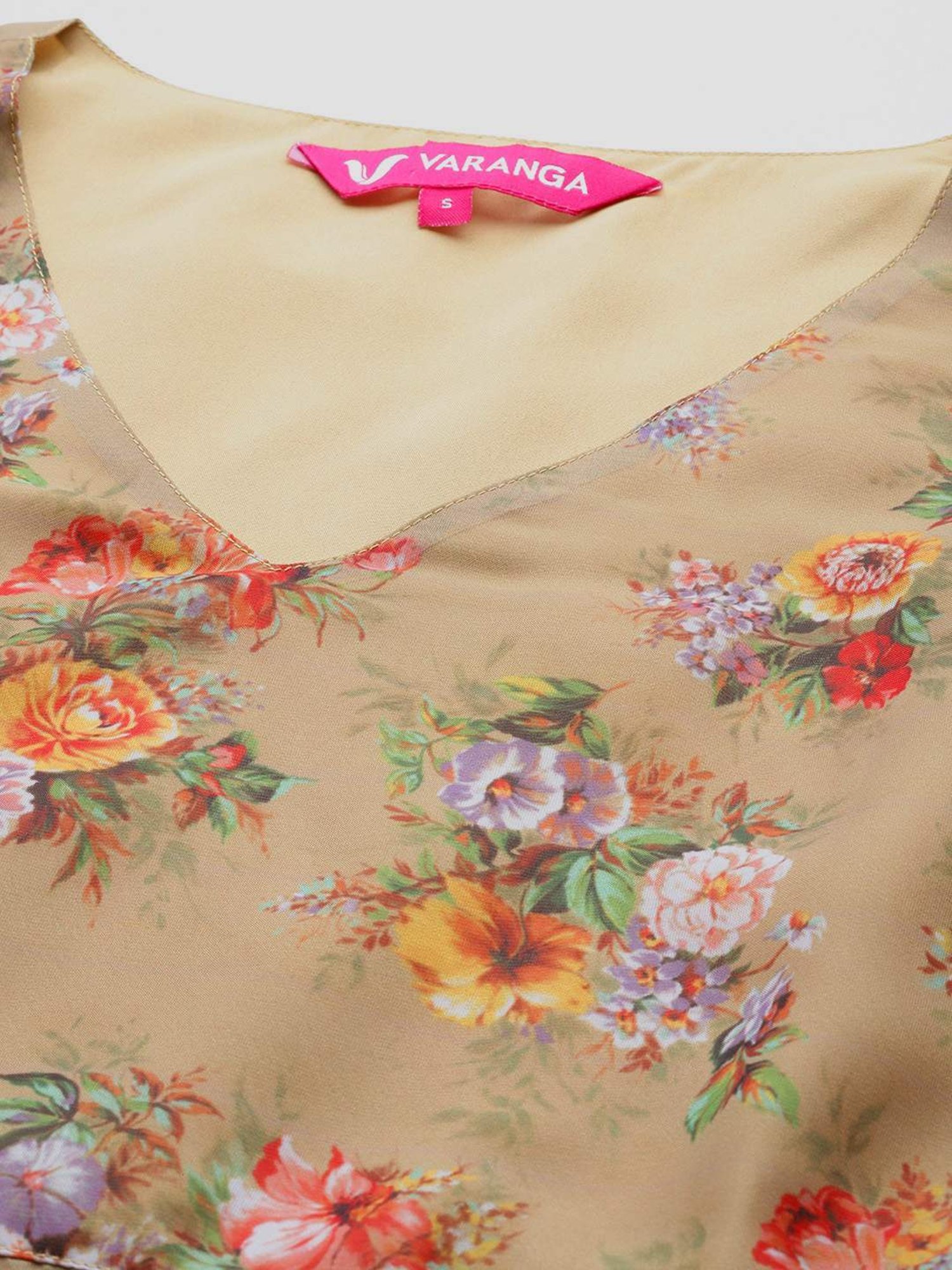 Varanga Beige Printed Kurta Pant Set