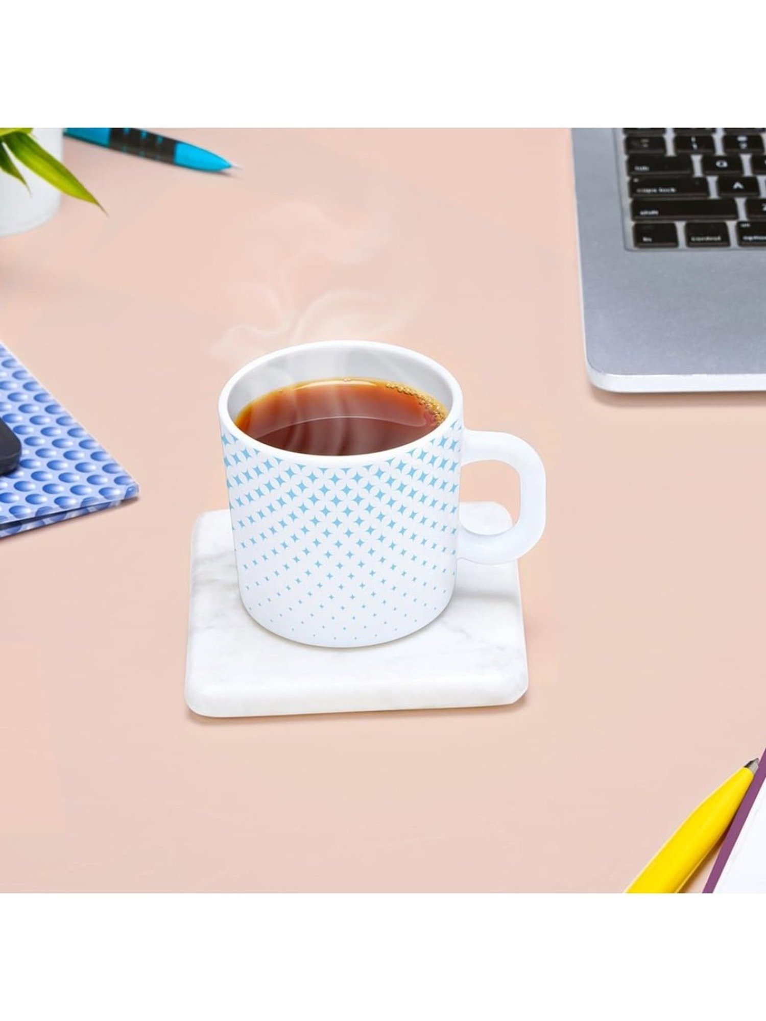 Larah by Borosil White Ceramic Tea & Coffee Mug - Set fo 6 180ml