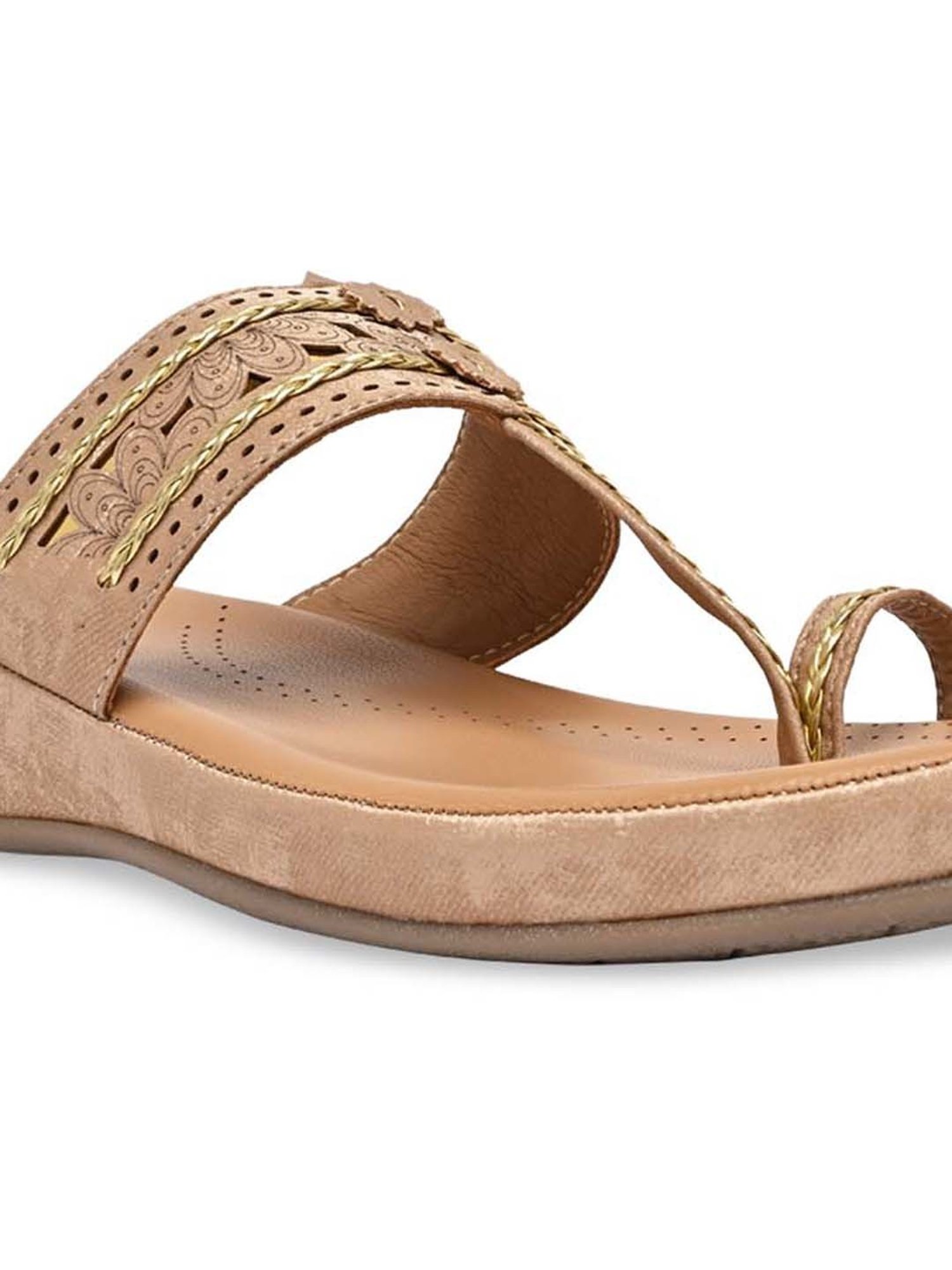 Rocia by Regal Women's Beige Toe Ring Wedges