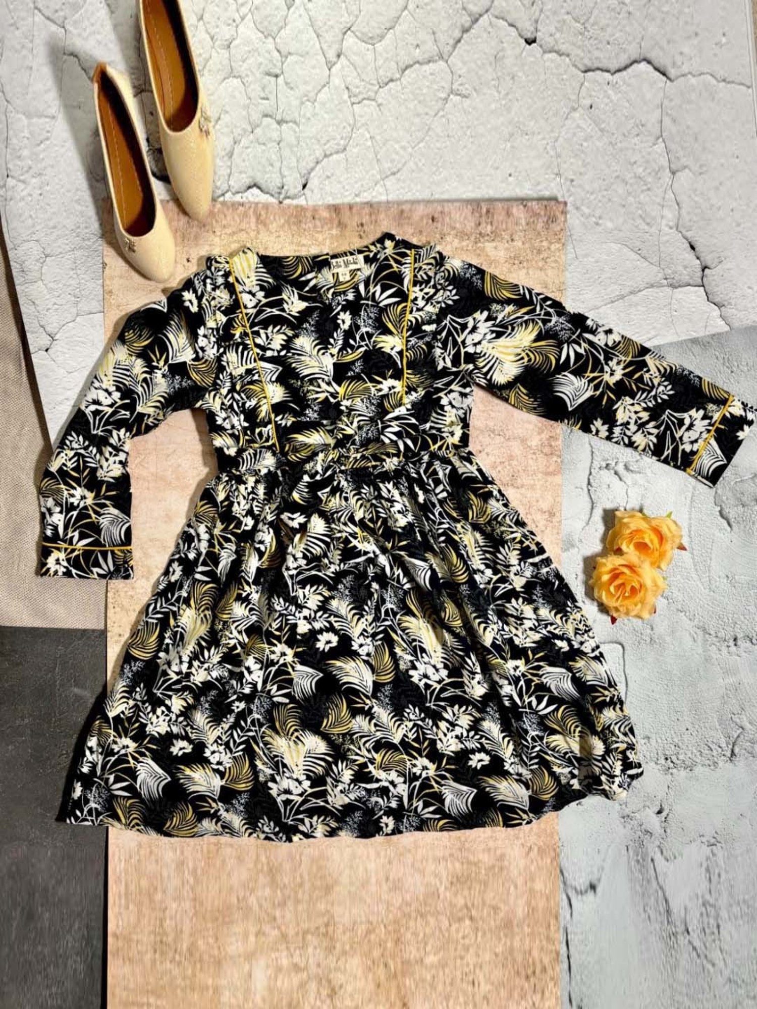 Bella Moda Kids Multicolor Cotton Printed Full Sleeves Dress