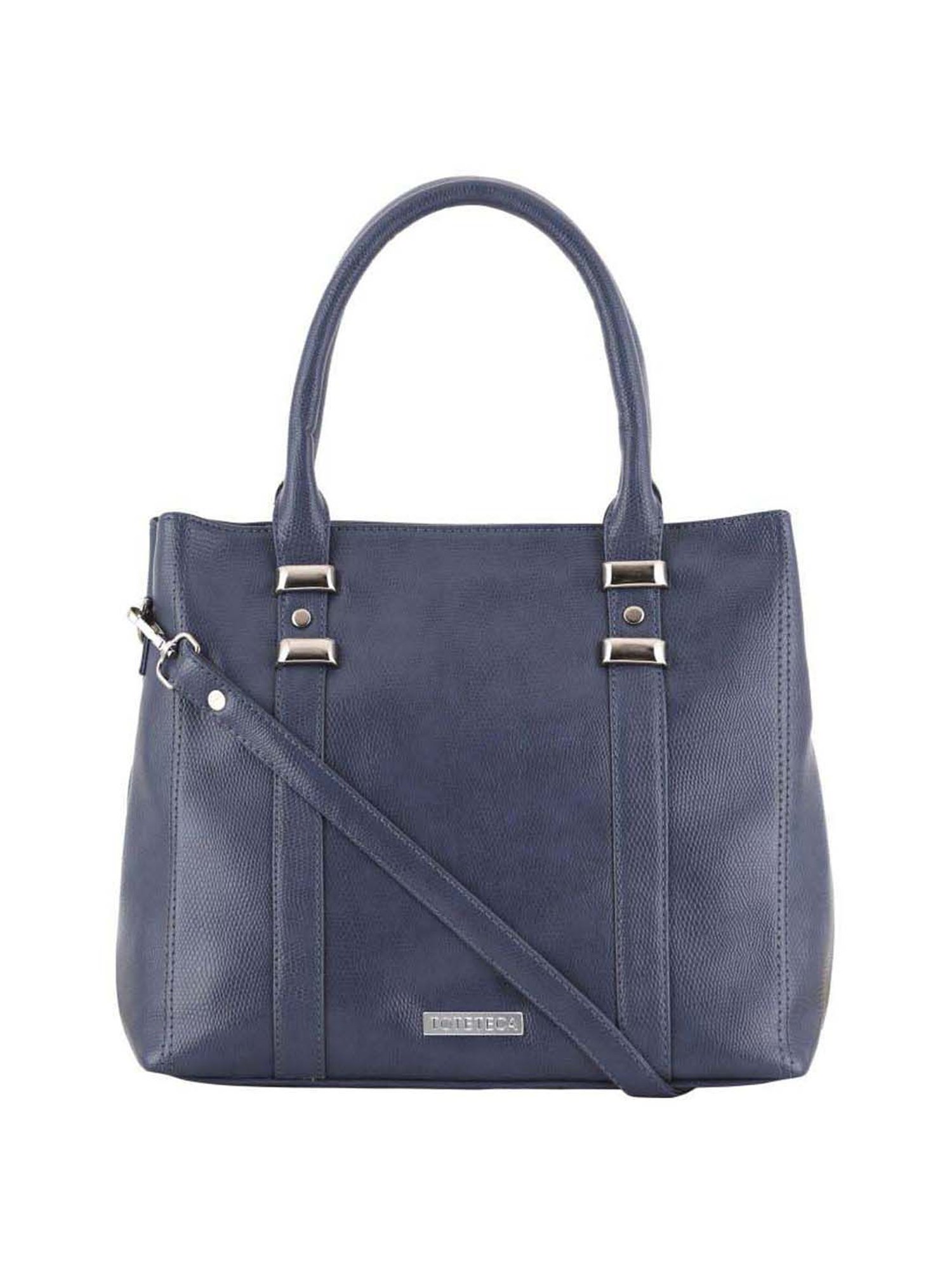 Toteteca Blue Textured Medium Handbag
